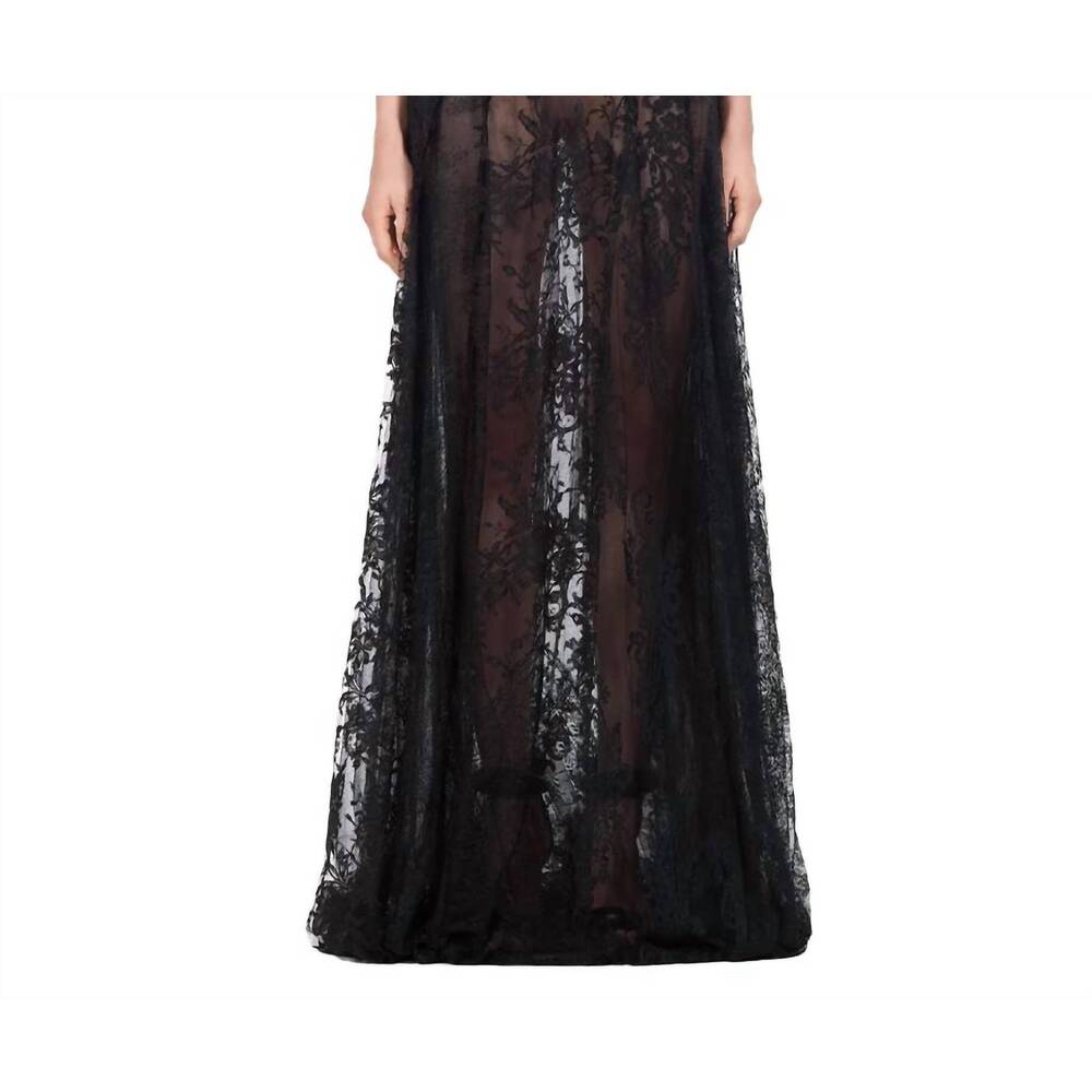 NEW COSTARELLOS talitha lace patchwork gown in black